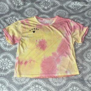 Romwe Tie Dye Cropped Honey Graphic print T-Shirt
